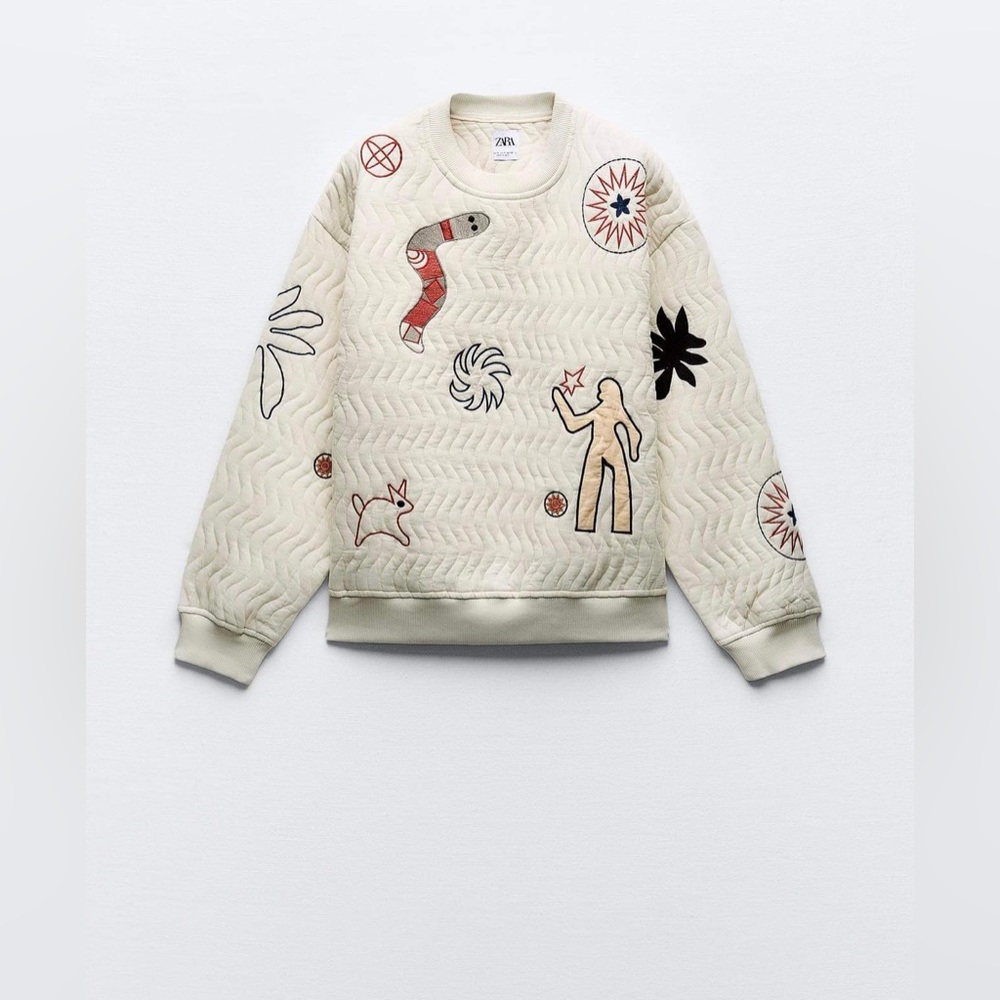 Zara Embroidered Quilted Sweatshirt